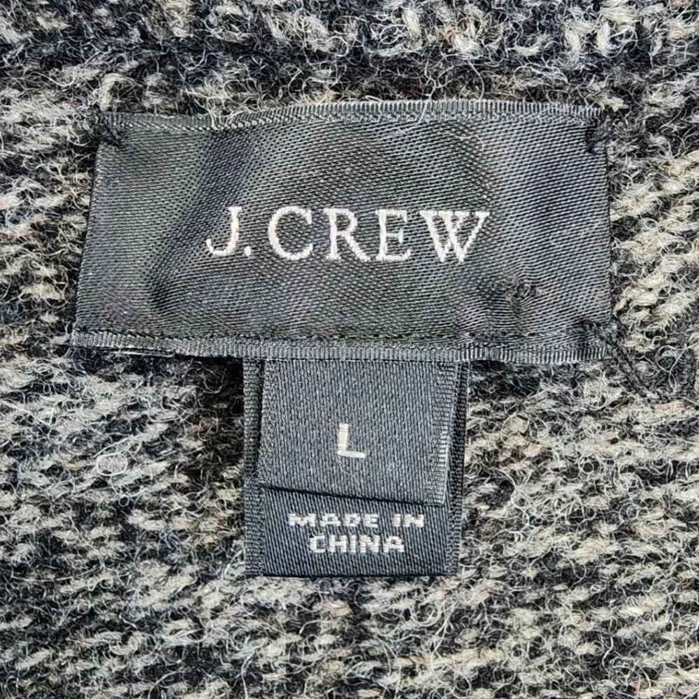 J.Crew Mens Large Grey Quarter Zip Sweater Lambswool Marled‎ Knit Classic Winter